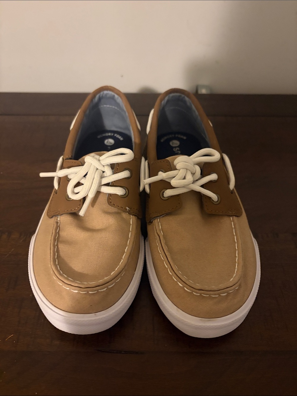 Sperry Kids Boat Shoes in Tan with White Laces